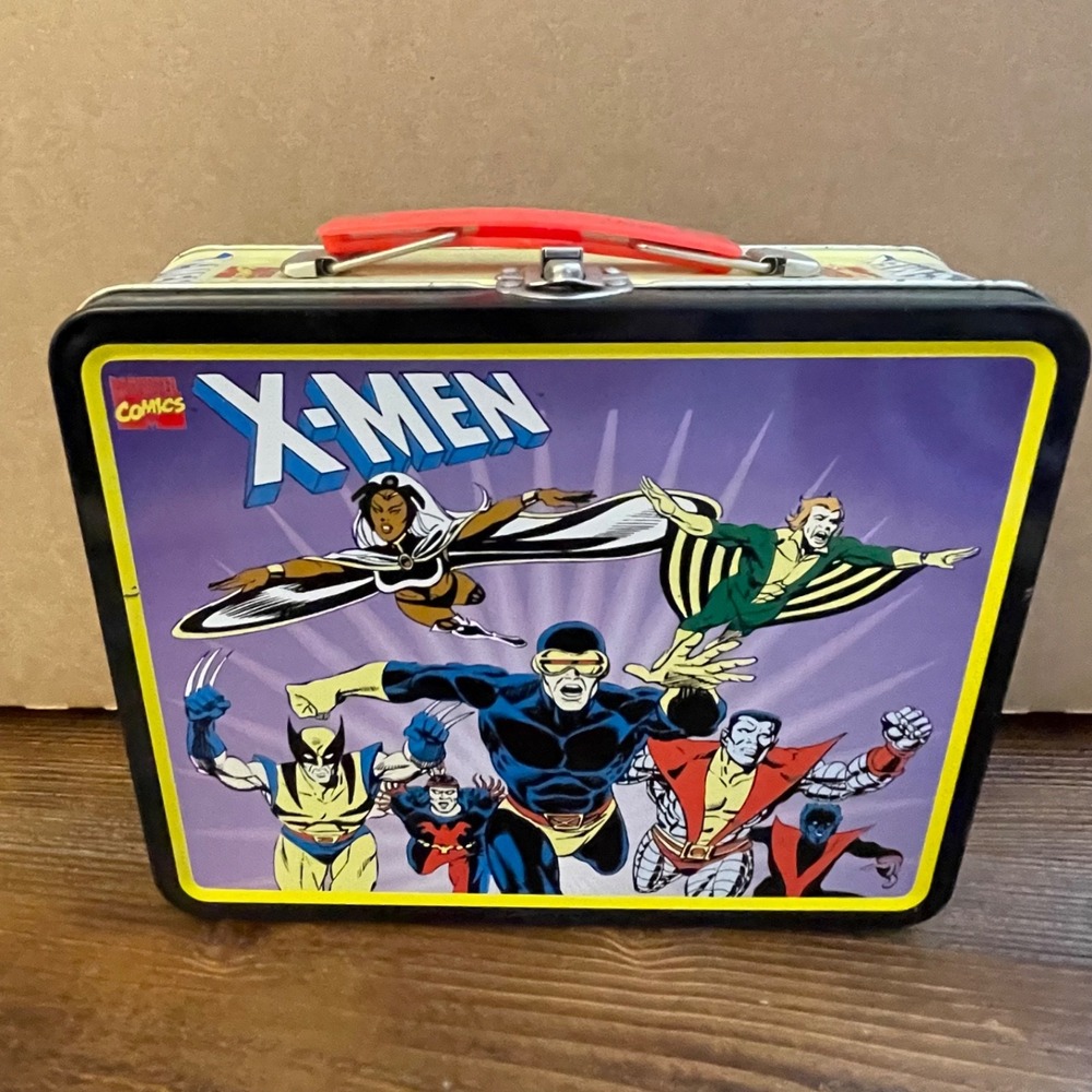 Vintage X-Men Comics Group Metal Carry All Tin Lunch Box Tin Box Company 1998